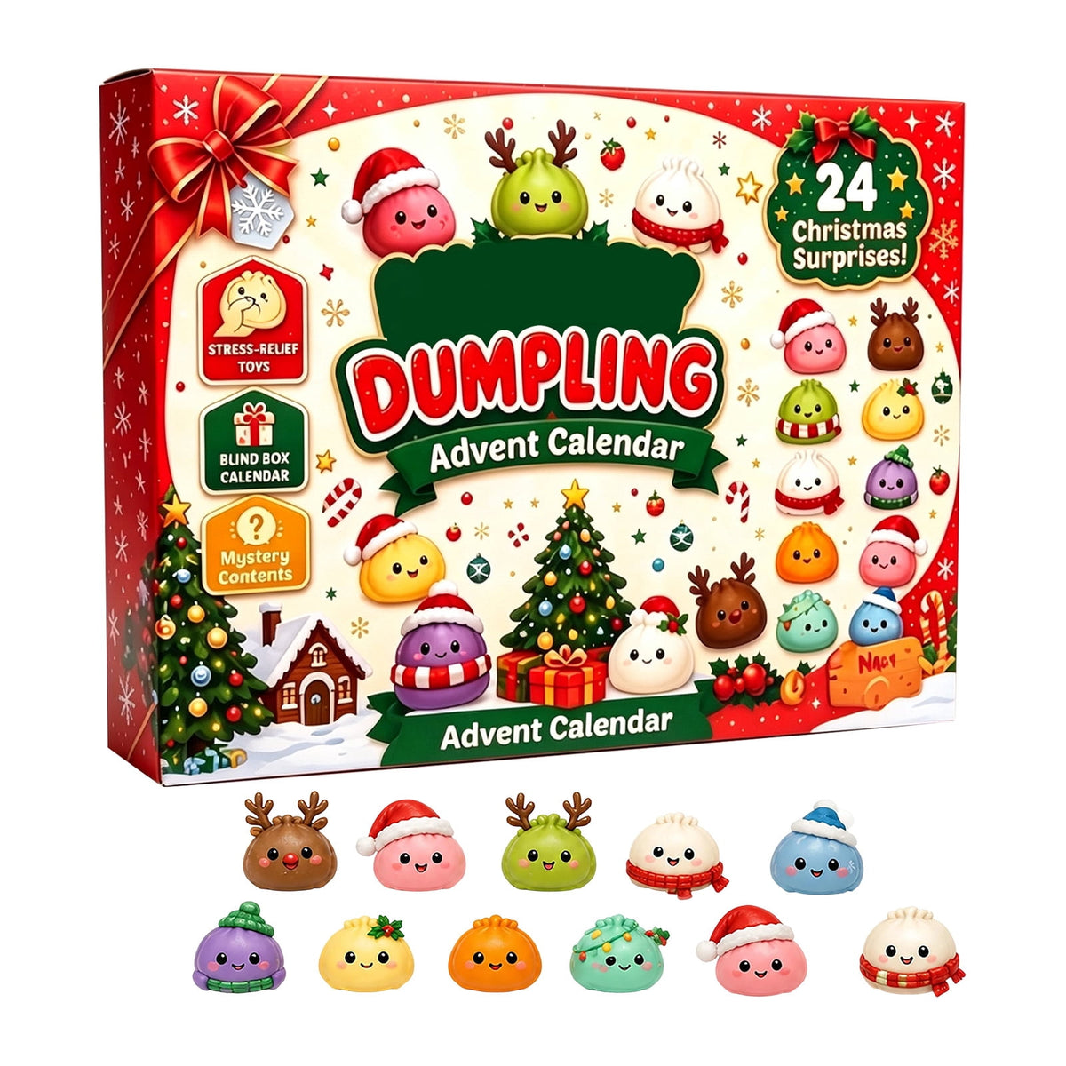 Delightful 24 Days Dumpling Squish Christmas Advent Calendar 2026 - Uncover Adorable Mystery Dumpling Toys for Stress Relief and Holiday Cheer