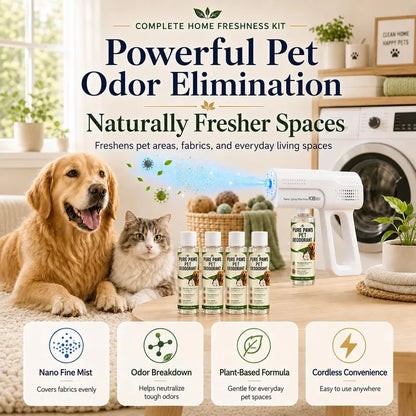 Pet Bio-Enzyme Stain & Odor Eliminator Spray, Blue Light Probiotic Floral Formula, Plant-Based Powerful Deodorizing Cleaner, Pet-Safe Non-Toxic Solution for Indoor Urine, Odor & Stain Removal