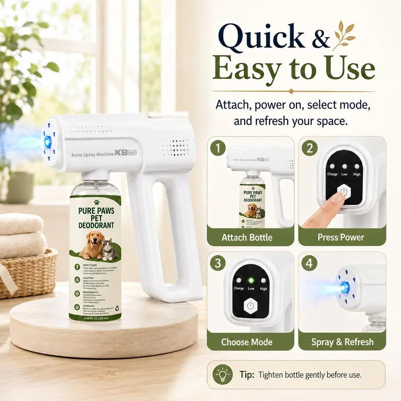 Pet Bio-Enzyme Stain & Odor Eliminator Spray, Blue Light Probiotic Floral Formula, Plant-Based Powerful Deodorizing Cleaner, Pet-Safe Non-Toxic Solution for Indoor Urine, Odor & Stain Removal