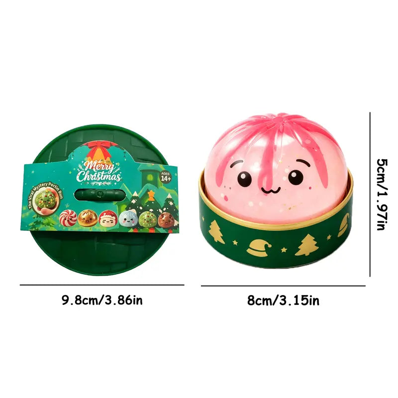 Christmas Dumpling Glitter Squishy Toy Set - Squishies Pack with Bun Dumpling Texture, Malt-Sugar Translucent Soft Squeeze Stress Balls, Decompressing Sensory Toy, Ideal Holiday Party Gift Item