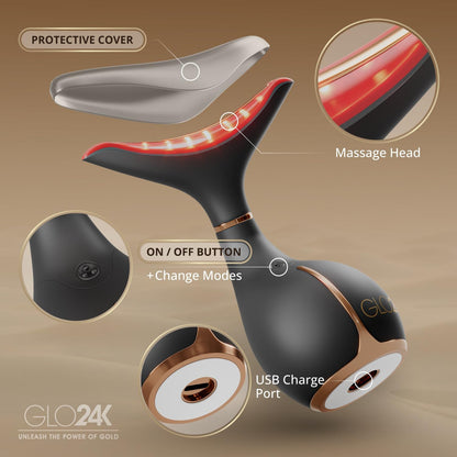 Revitalize Your Skin with the GLO24K LED Face Massager & Neck Wand - The Ultimate Beauty Tool for Radiant Skin