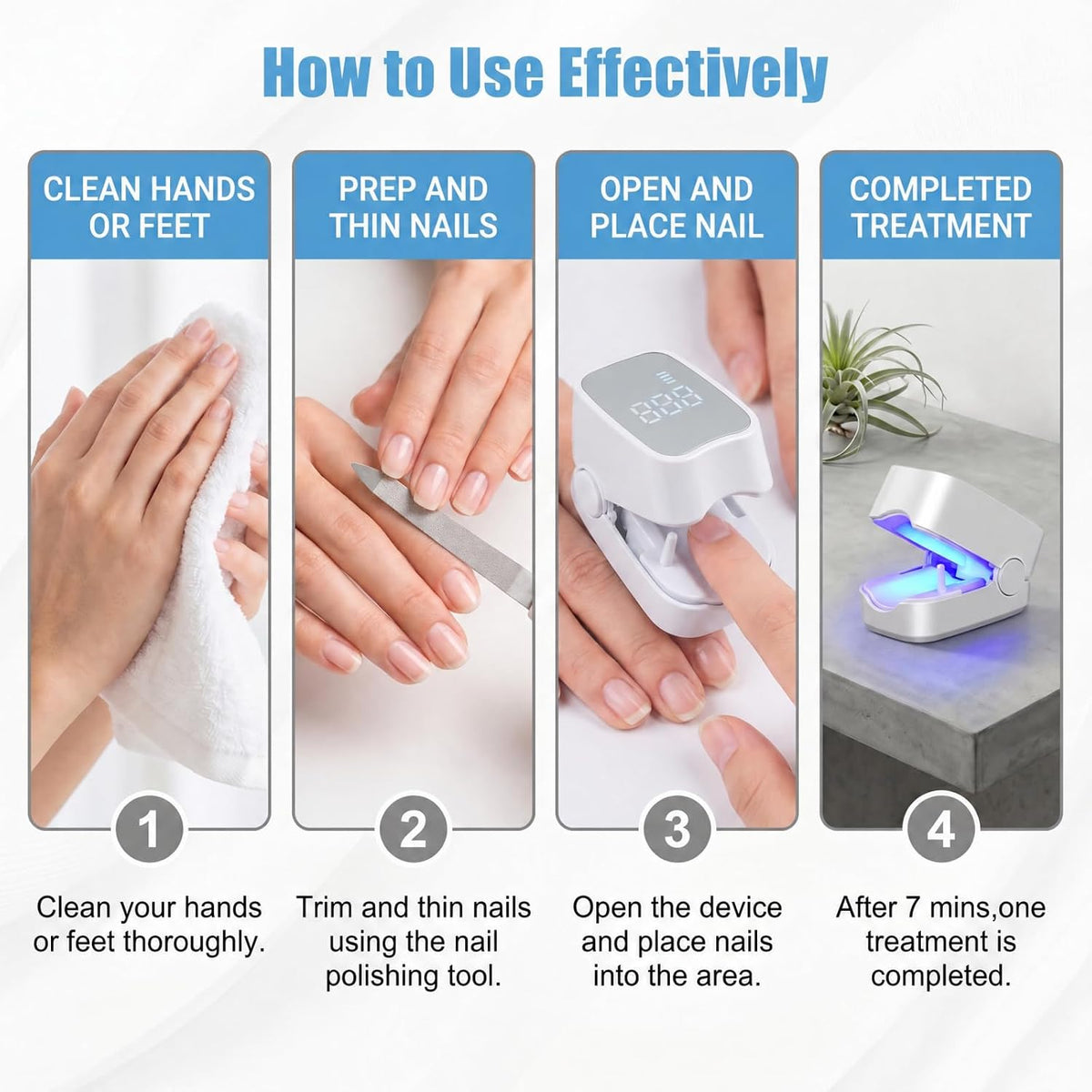 Revolutionary LED Nail Care Device for Effortless Toenail & Fingernail Maintenance - Compact & Portable