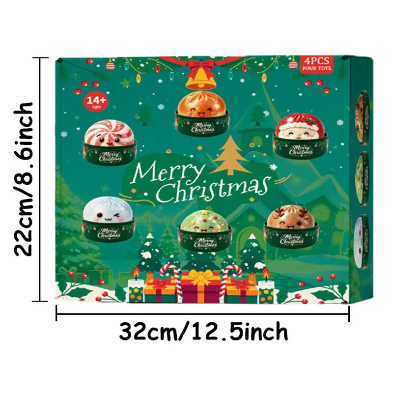 Christmas Dumpling Glitter Squishy Toy Set - Squishies Pack with Bun Dumpling Texture, Malt-Sugar Translucent Soft Squeeze Stress Balls, Decompressing Sensory Toy, Ideal Holiday Party Gift Item