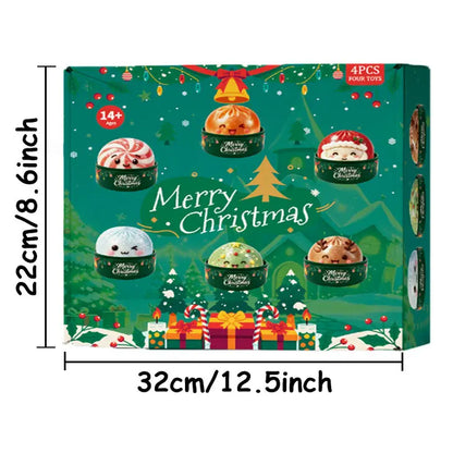Christmas Dumpling Glitter Squishy Toy Set - Squishies Pack with Bun Dumpling Texture, Malt-Sugar Translucent Soft Squeeze Stress Balls, Decompressing Sensory Toy, Ideal Holiday Party Gift Item