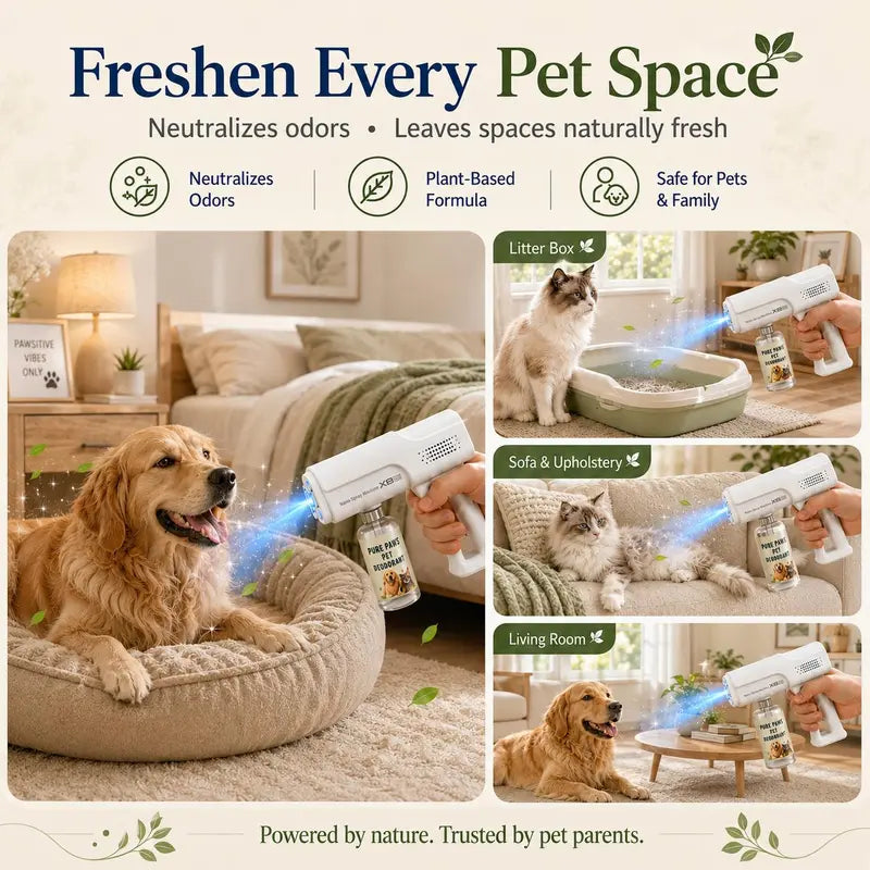 Pet Bio-Enzyme Stain & Odor Eliminator Spray, Blue Light Probiotic Floral Formula, Plant-Based Powerful Deodorizing Cleaner, Pet-Safe Non-Toxic Solution for Indoor Urine, Odor & Stain Removal