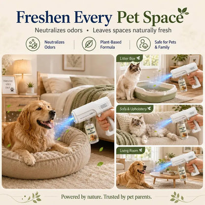 Pet Bio-Enzyme Stain & Odor Eliminator Spray, Blue Light Probiotic Floral Formula, Plant-Based Powerful Deodorizing Cleaner, Pet-Safe Non-Toxic Solution for Indoor Urine, Odor & Stain Removal