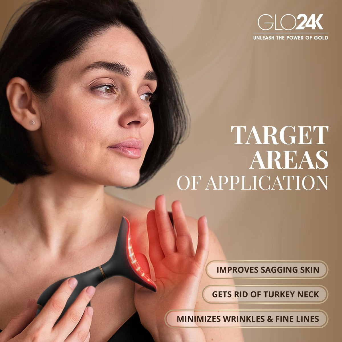 Revitalize Your Skin with the GLO24K LED Face Massager & Neck Wand - The Ultimate Beauty Tool for Radiant Skin
