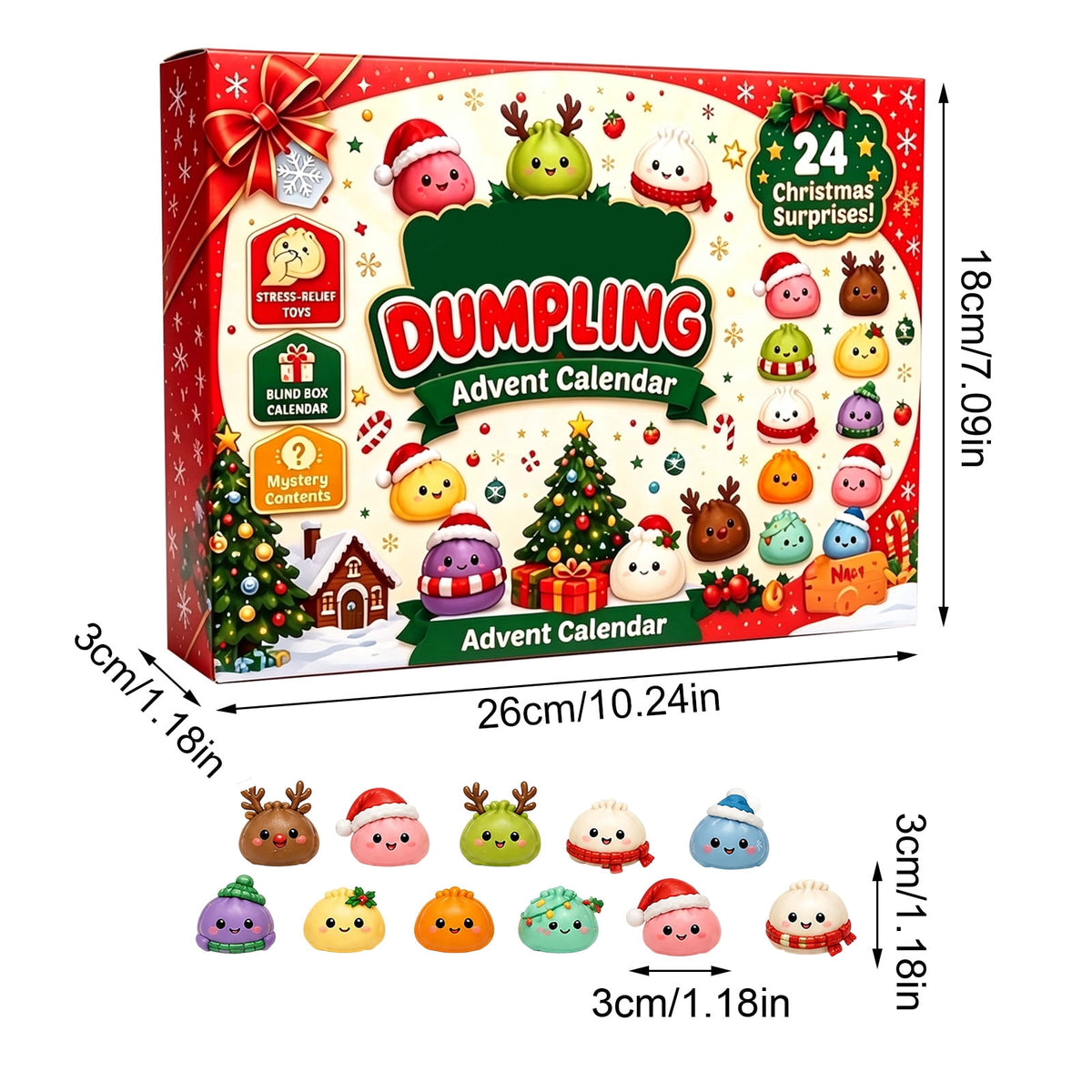 Delightful 24 Days Dumpling Squish Christmas Advent Calendar 2026 - Uncover Adorable Mystery Dumpling Toys for Stress Relief and Holiday Cheer