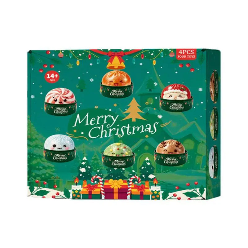 Christmas Dumpling Glitter Squishy Toy Set - Squishies Pack with Bun Dumpling Texture, Malt-Sugar Translucent Soft Squeeze Stress Balls, Decompressing Sensory Toy, Ideal Holiday Party Gift Item