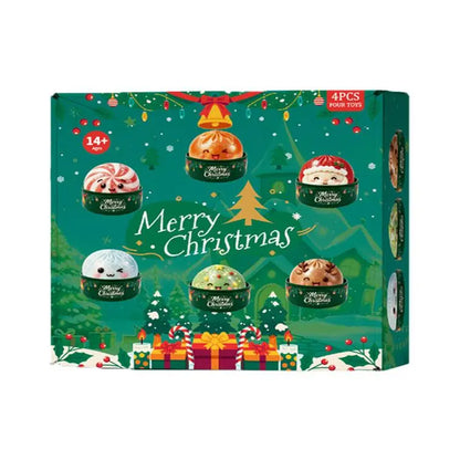 Christmas Dumpling Glitter Squishy Toy Set - Squishies Pack with Bun Dumpling Texture, Malt-Sugar Translucent Soft Squeeze Stress Balls, Decompressing Sensory Toy, Ideal Holiday Party Gift Item