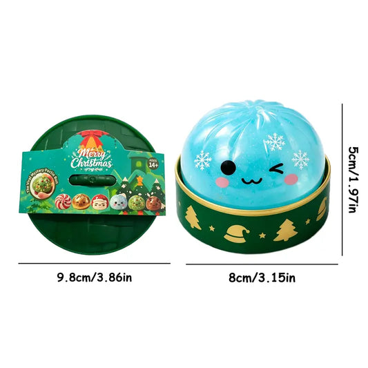 Christmas Dumpling Glitter Squishy Toy Set - Squishies Pack with Bun Dumpling Texture, Malt-Sugar Translucent Soft Squeeze Stress Balls, Decompressing Sensory Toy, Ideal Holiday Party Gift Item