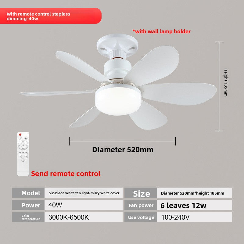 Modern Remote Control Ceiling Fan Light with Stepless Dimming
