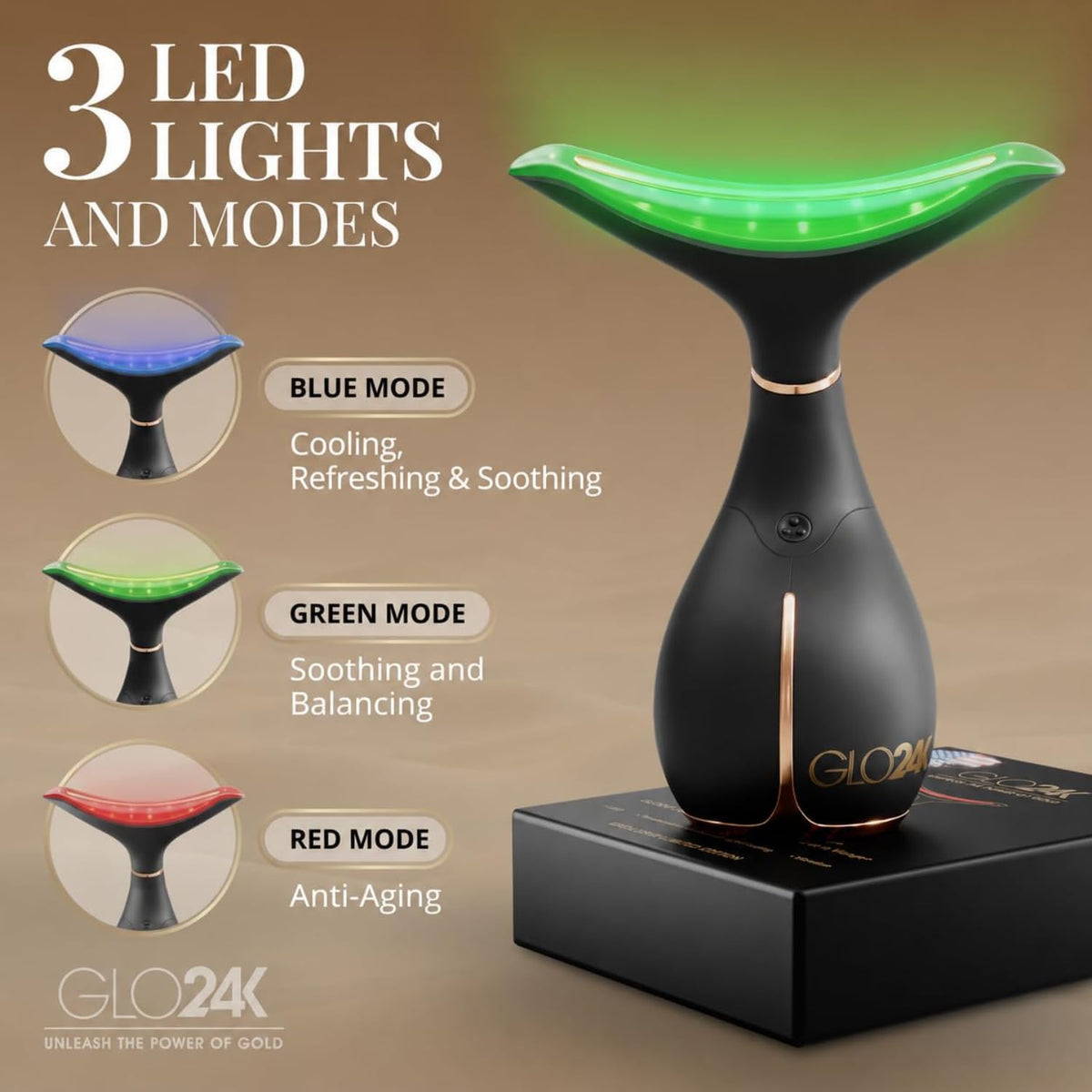 Revitalize Your Skin with the GLO24K LED Face Massager & Neck Wand - The Ultimate Beauty Tool for Radiant Skin